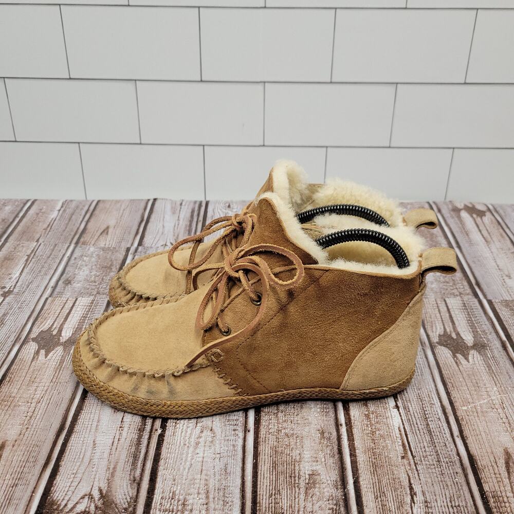 UGG Bethany Chestnut Suede Shearling Chukka Boots Women's Size 7-8 Fur Lined